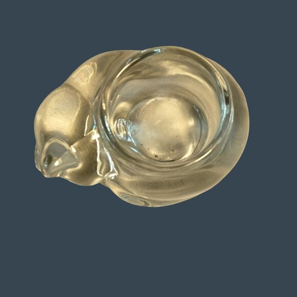 Clear Glass Cat Tealight Candle Holder Paperweight - Picture 6 of 8